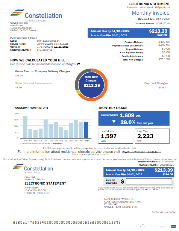 download download USA CONSTELLATION utility bill Word and PDF template PDF template PDF template